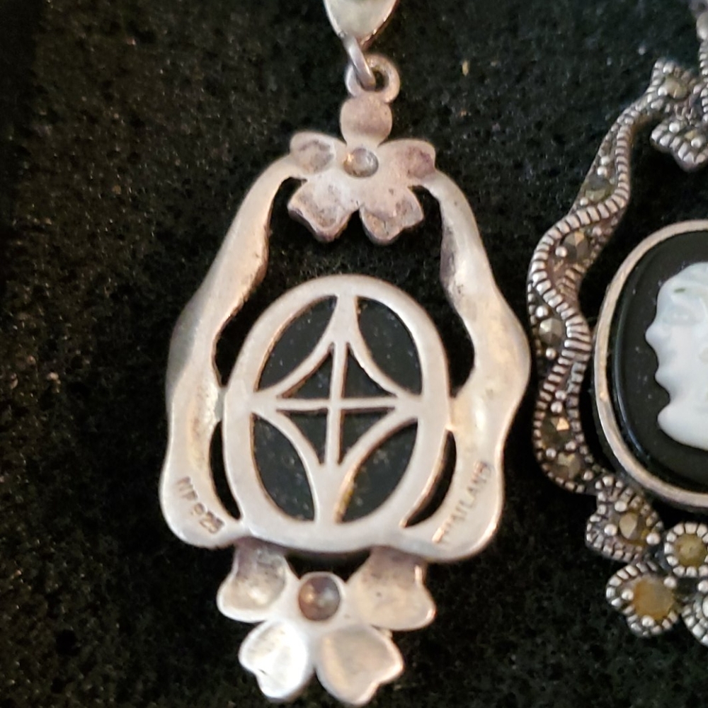 925 VINTAGE MOTHER OF PEARL EARRINGS - Picture 3 of 4